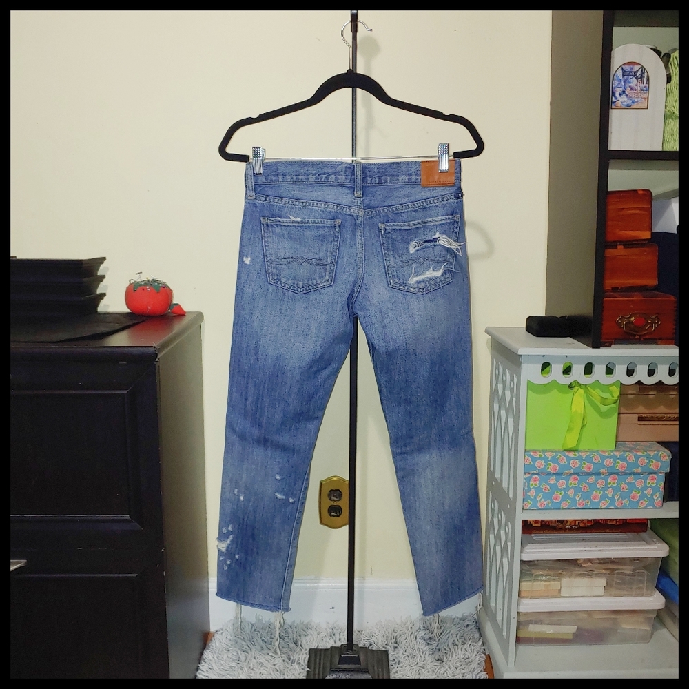 Lucky Brand Torn Distressed Blue Jeans 00/24 Sienna Slim Boyfriend - Picture 4 of 10